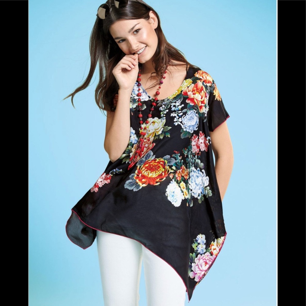 Johnny Was Ziara Printed Handkerchief-Hem Tunic